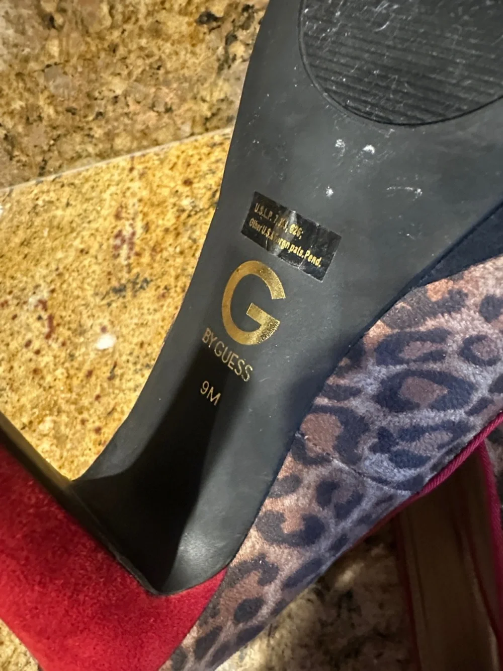 Guess Leopard Print Platform Pumps with Red Trim and Bow